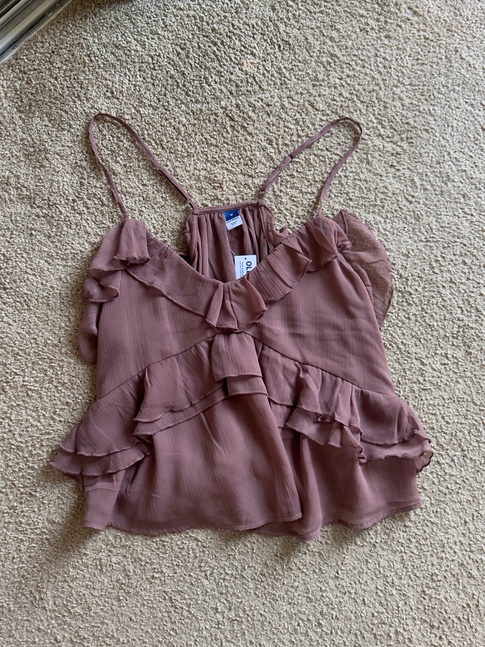 Old Navy Dusty Rose Ruffle Spaghetti Strap Tank